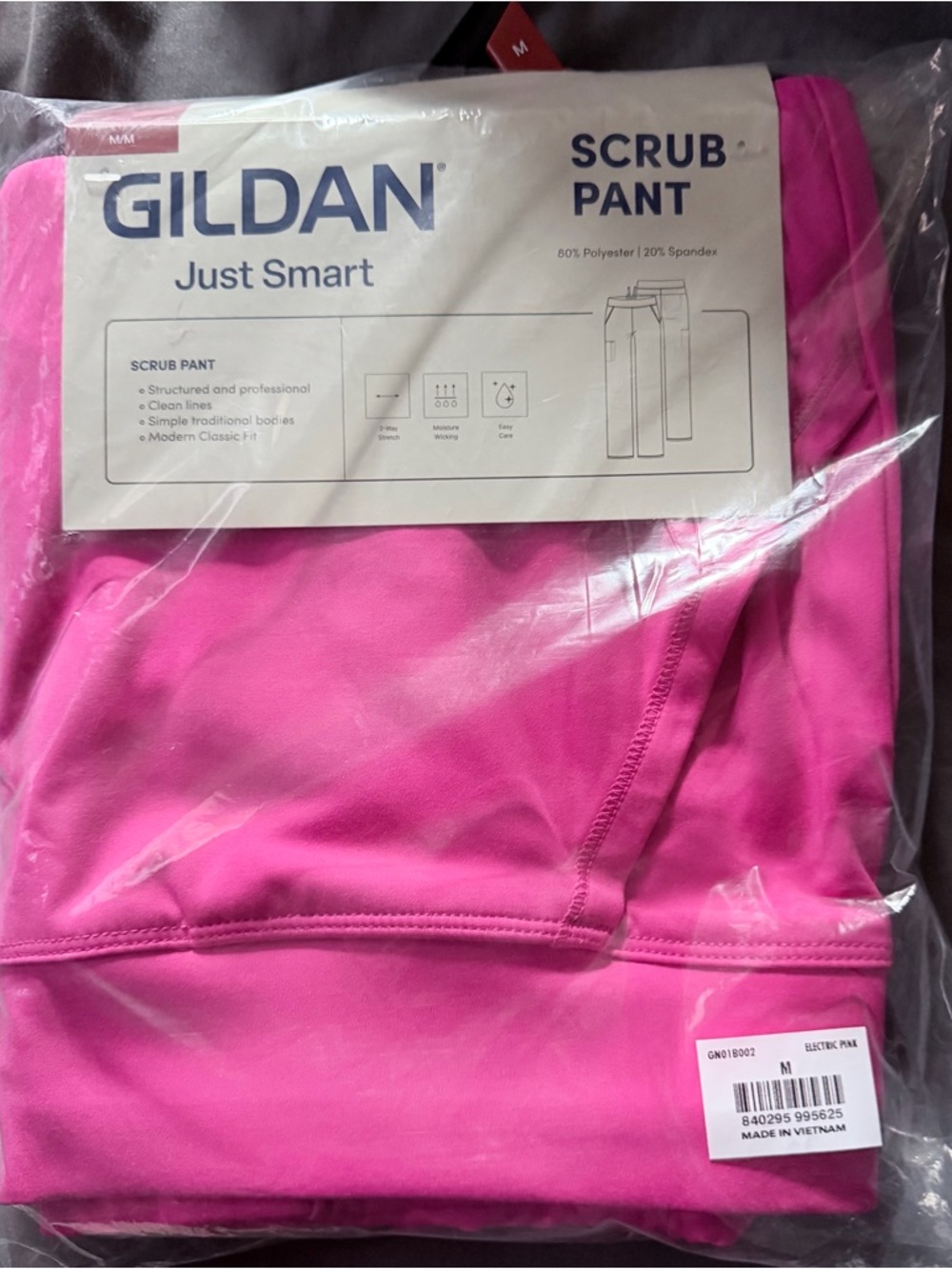 Gildan Hot Pink/Electric Pink Wide Leg Cargo Scrub Pant